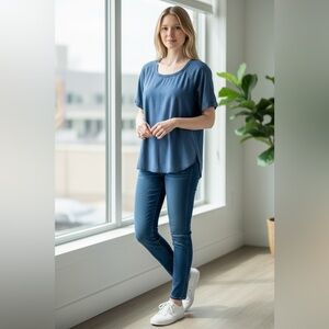 Blue Flutter Sleeve High Low Tee